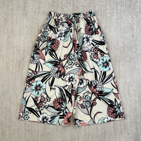 TOV Los Angeles Wide Leg Boho Floral Print Crop Pull On Pants 38 / S - Picture 4 of 14